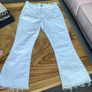 Frame cropped white jeans